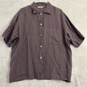 Bryn Walker 100% Linen Button Camp Shirt M Lagenlook USA